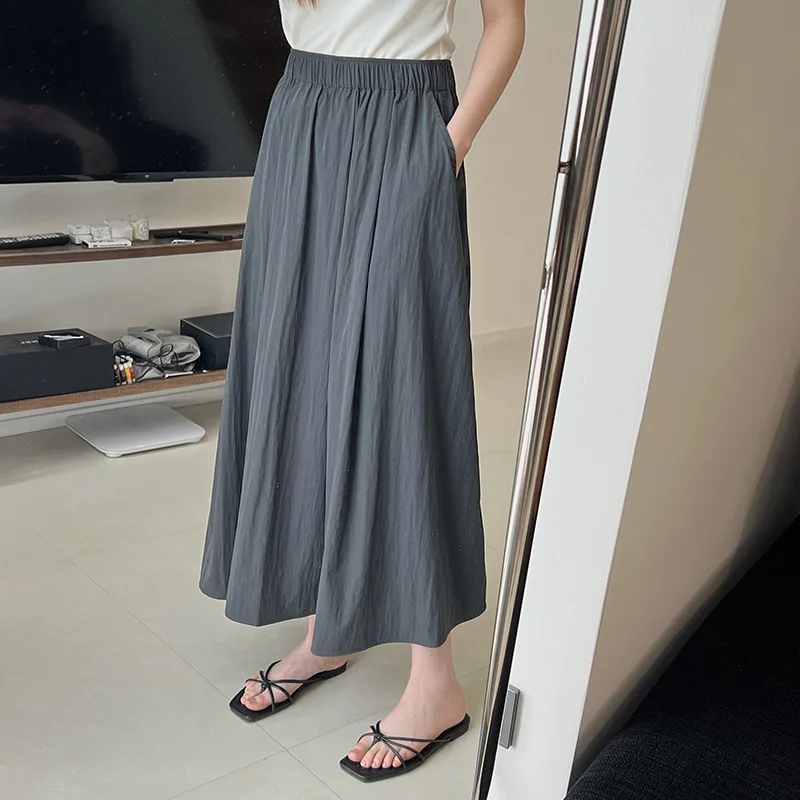 Yohji Yamamoto Women's Mid-Length A-Line Skirt Spring Summer New Casual Loose Elastic Waist Slimming Skirts Polyester Fiber