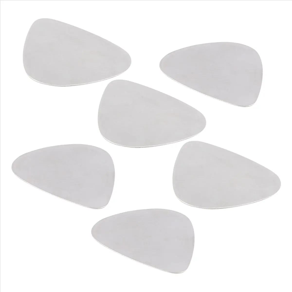 Attractive- 6x Stainless Steel Guitar Picks - Silver