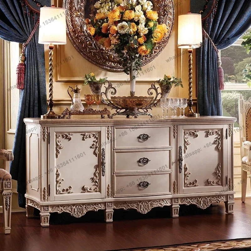 

European marble tea cabinet home restaurant antique white do old side cupboard storage