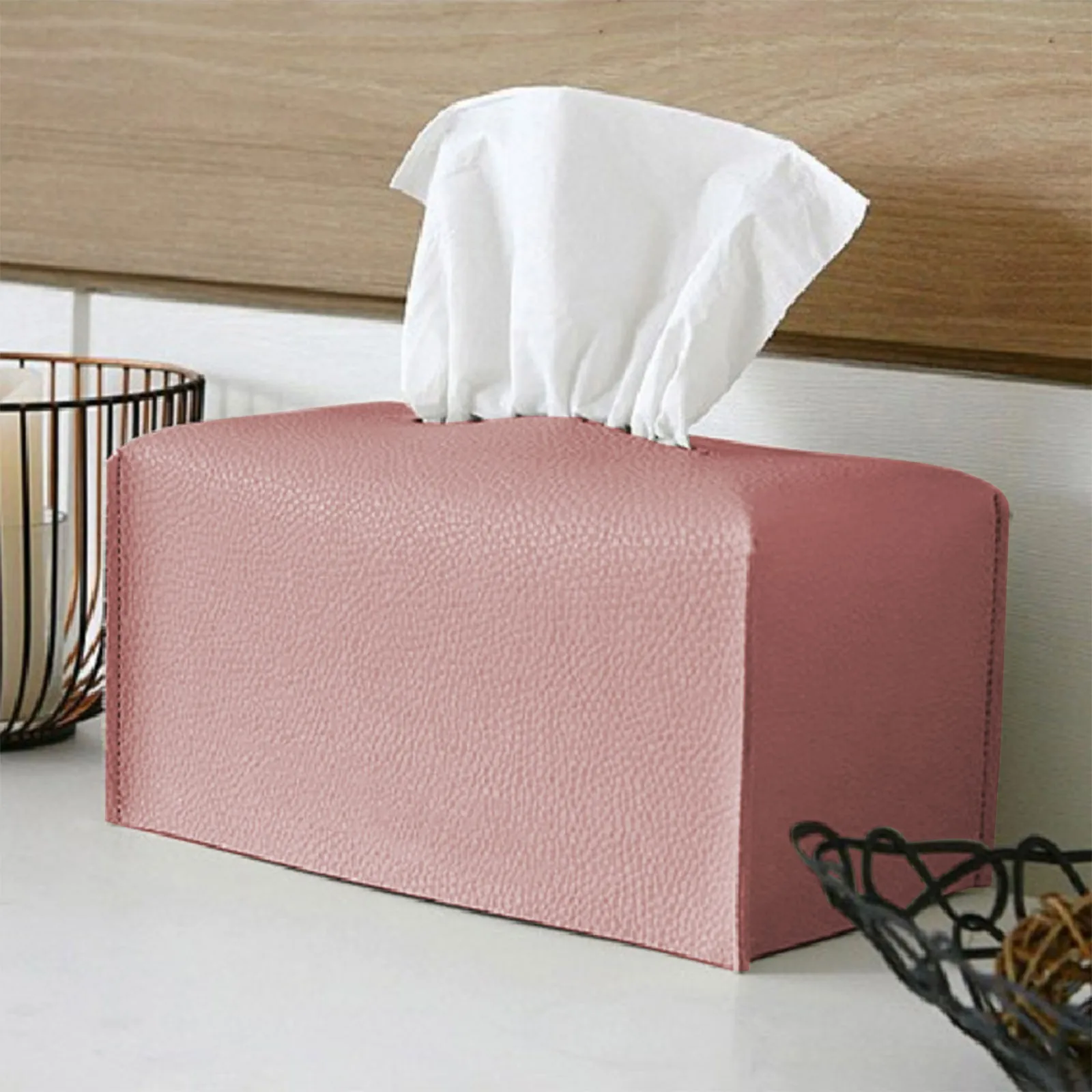 Thuis Auto Gemonteerd Tissuedoos Gezicht Gebogen Lederen Slaapkamer Woonkamer Badkamer Huis Accessoires Cover Tissue Case Dispenser