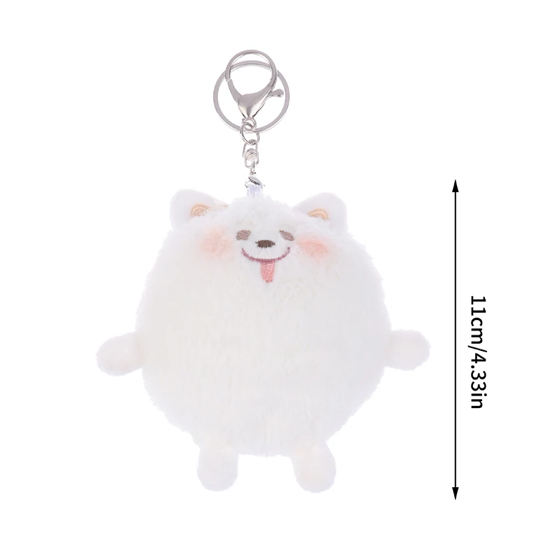 Squeaky Little White Dog Plush Pendant Keychain, Samoyed Puppy, Soft Stuffed Butter, Car Key Ring, Backpack Bag, Decor Gift