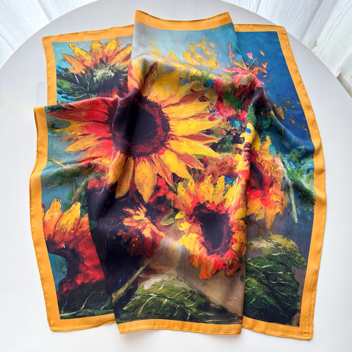 2026 Damen Eleganter Schal mit Ölmuster, Imitationsschals, quadratische Haarbänder, Foulard, Damen-Bandana, Halstuch, Stirnbänder – Detail 10