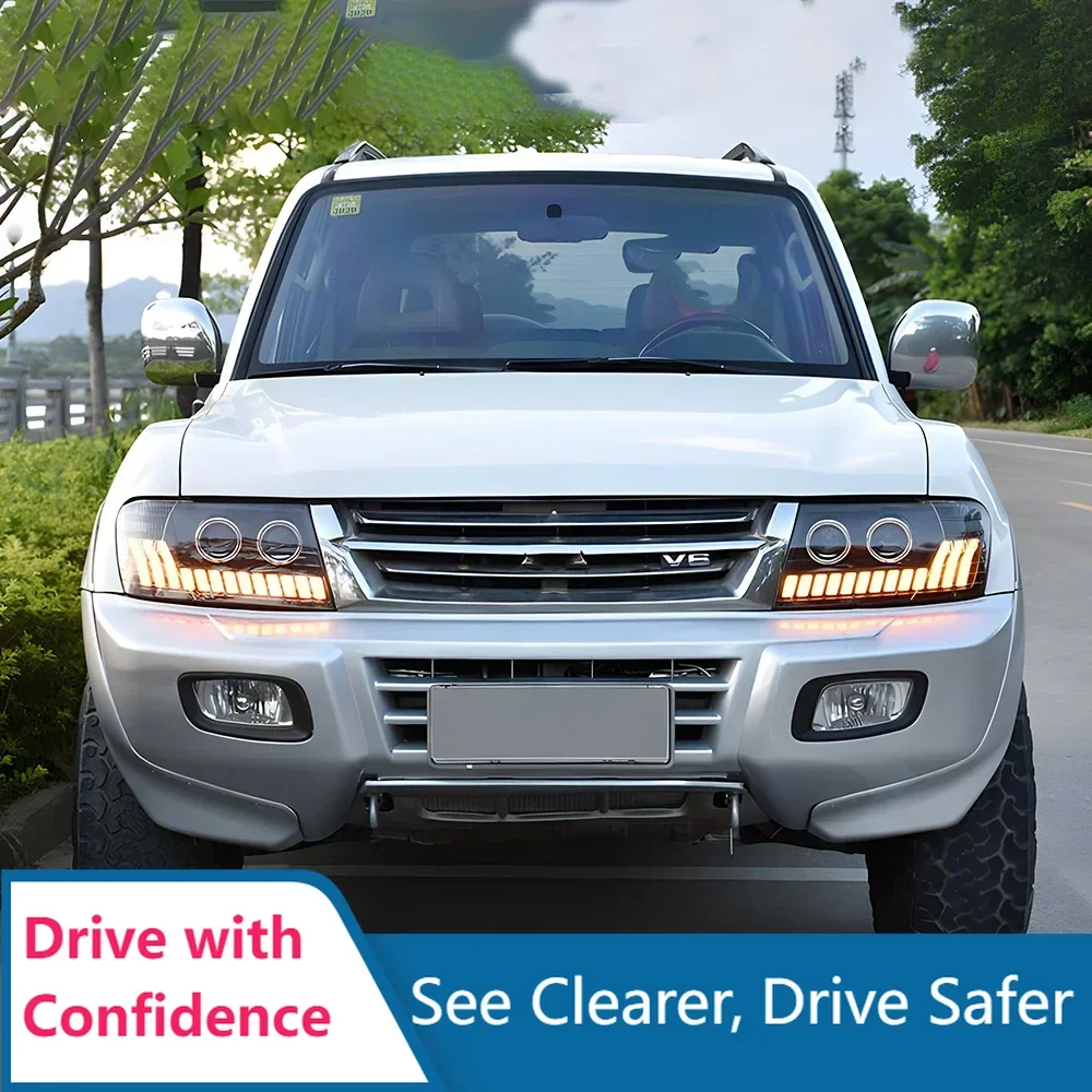 

Auto Front Lamps for Mitsubishi Pajero V73 2004-2014 LED Auto Headlights Assembly Upgrade Audi Style 2 Projector Lens Accessory