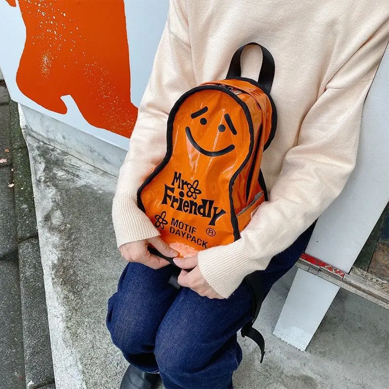 Cute Cartoon Gingerbread Man Backpack Women Letter Print Large Capacity Backpack Ladies Waterproof Unique Creative Novelty Bag