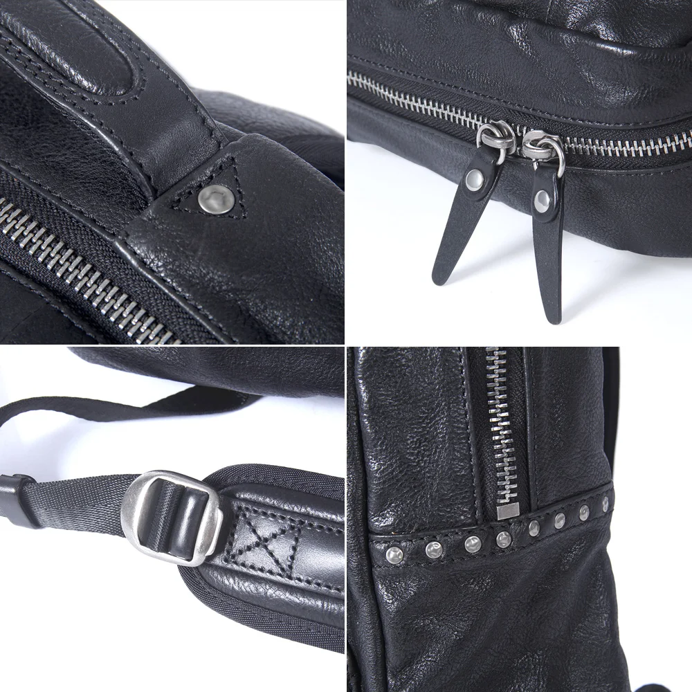 S.WORKER Lässiger Rucksack aus echtem Rindsleder, Herren-Laptop-Rucksack, Tagesrucksack mit großer Kapazität, Reisetasche, Schultasche – Detail 12