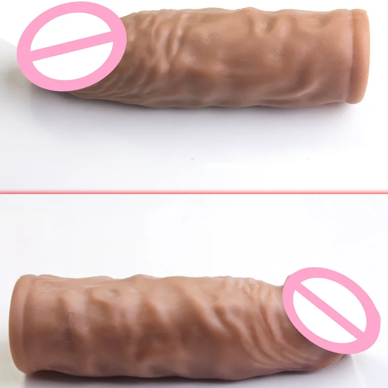 14/16/20CM Realistic Penis Sleeve Extender Reusable Dildos Condom Delay Ejaculation Dick Enlargement Sex Toys for Men