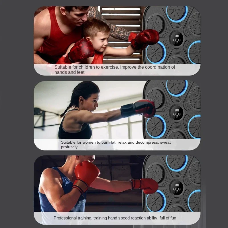 Music Boxing Machine Boxing Reaction Wall Target Adjustable Smart Bluetooth Boxing Machine Wall Mounted Gym Machine Equipment