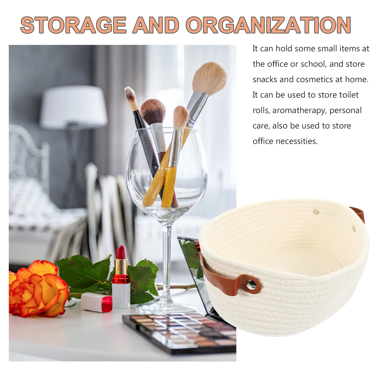 

Cotton Rope Basket Woven Storage Organizer for Toilet Paper Aromatherapy Personal Rope Storage Basket