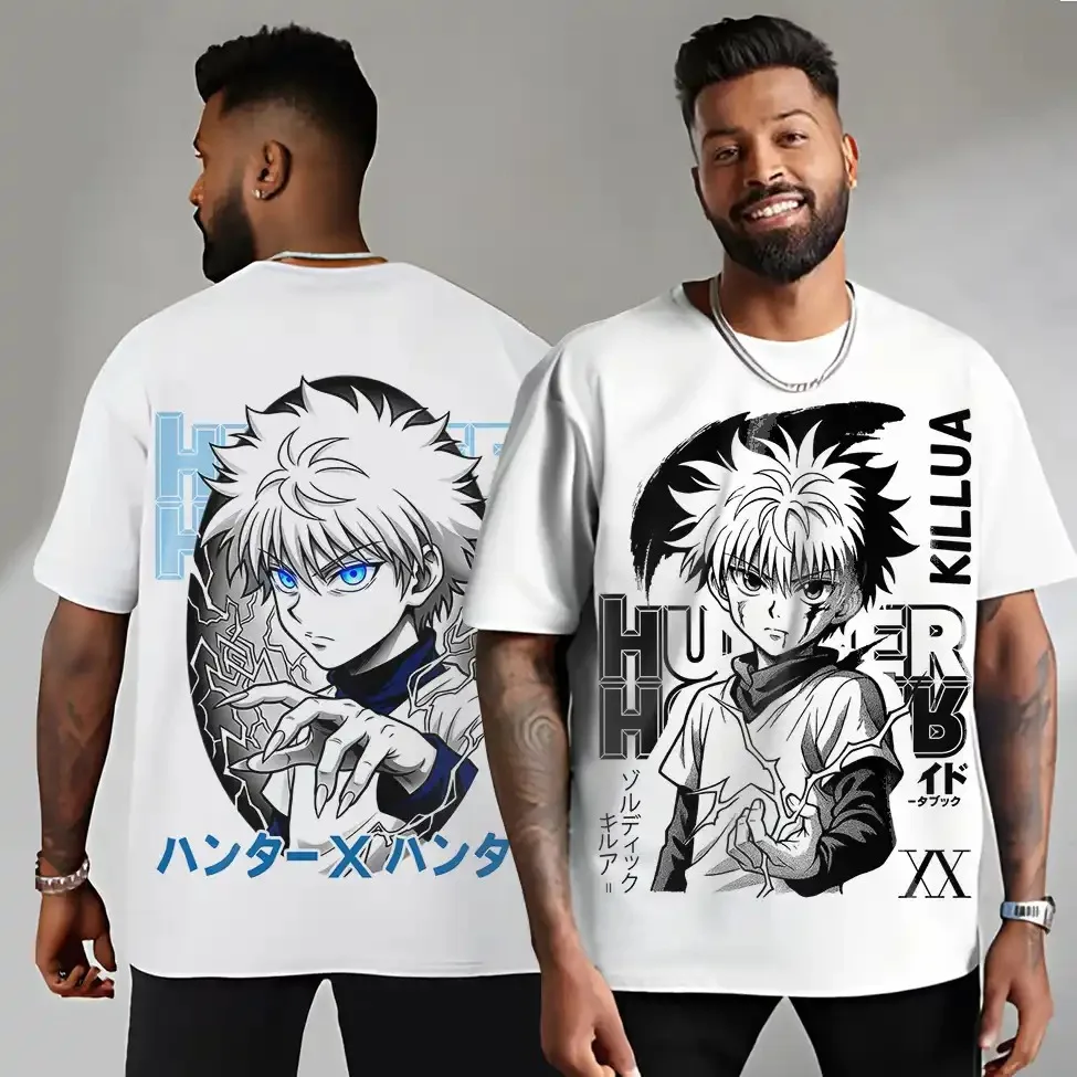 Bandai Hunter X Hunter Double 2D Anime Art Print Tshirt, Anime Fan Collectible Top for Theme Party and Anime Fan Meetup