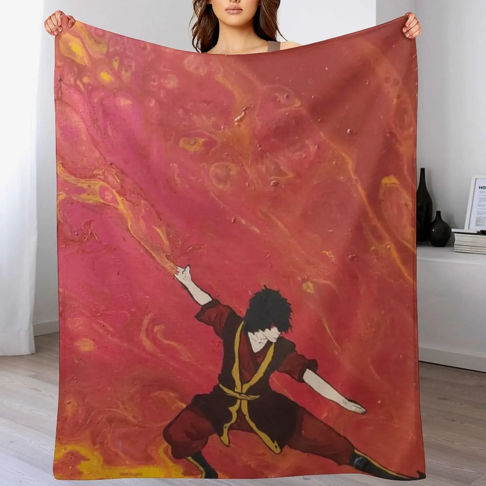 

Firebending Dance Throw Blanket Flannel Fabric Luxury Designer Soft Big Retros Blankets