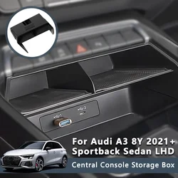 For Audi A3 8Y Car Central Console Storage Box Organizer Container Tray Decoration Sportback Sedan LHD 2021 Interior Accessories