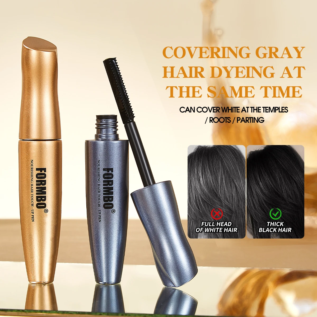 Temporary Hair Dye Mascara Stick Instant Cover White Gray Hair Washable One Time Hair Touch Up Pen For Women