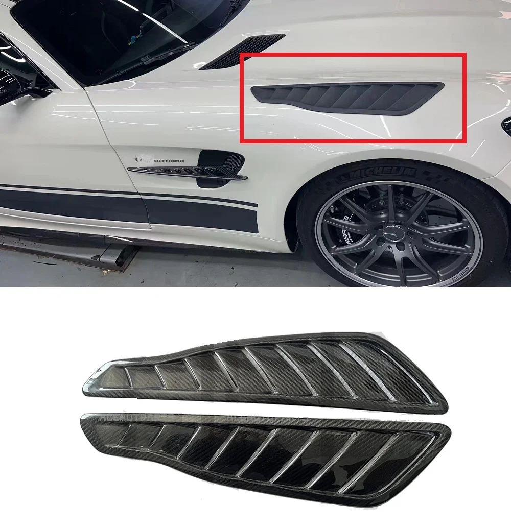 

Real Dry Carbon Fiber Car Front Vent Fender Side Air Flow Intake Vents Covers Fit For Mercedes Bens AMG GT