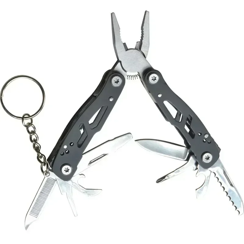 Mini Portable Camping Pliers Multi-functional Pliers Keychain Small Tool Stainless Steel Folding Pliers Outdoor Tools Lighters