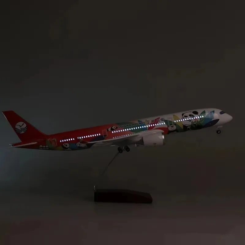 1/142 Scale 47CM  Airline Airbus A350 Sichuan Panda Airplane Model W Light and Wheel Diecast Plastic Resin Plane For Collection