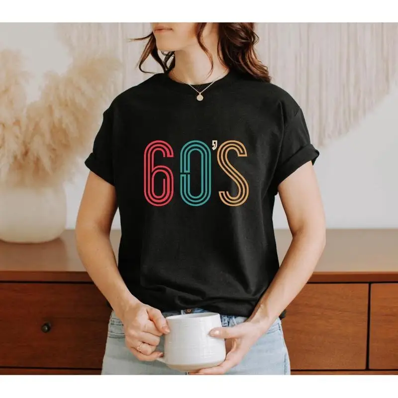 Retro 60S 70S 80S 90S T Shirt Vintage Decade Aesthetic Y2K Groovy Trendy Oversized Birthday