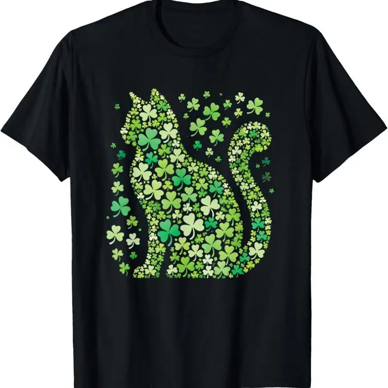 

Футболки Shamrock Cat на день Святого Патрика, женская рубашка для девочек