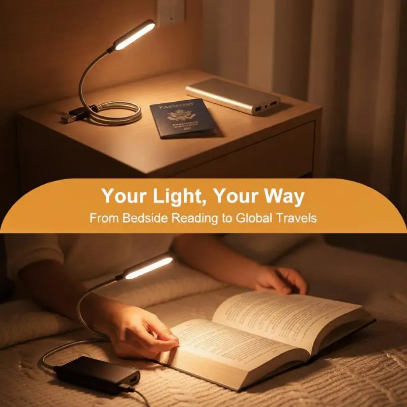 NEW Minimalist LED Desk Lamp Eye Caring Portable Study Reading Table Light Foldable Soft Beam for Bedside Office Dorm Nightstand