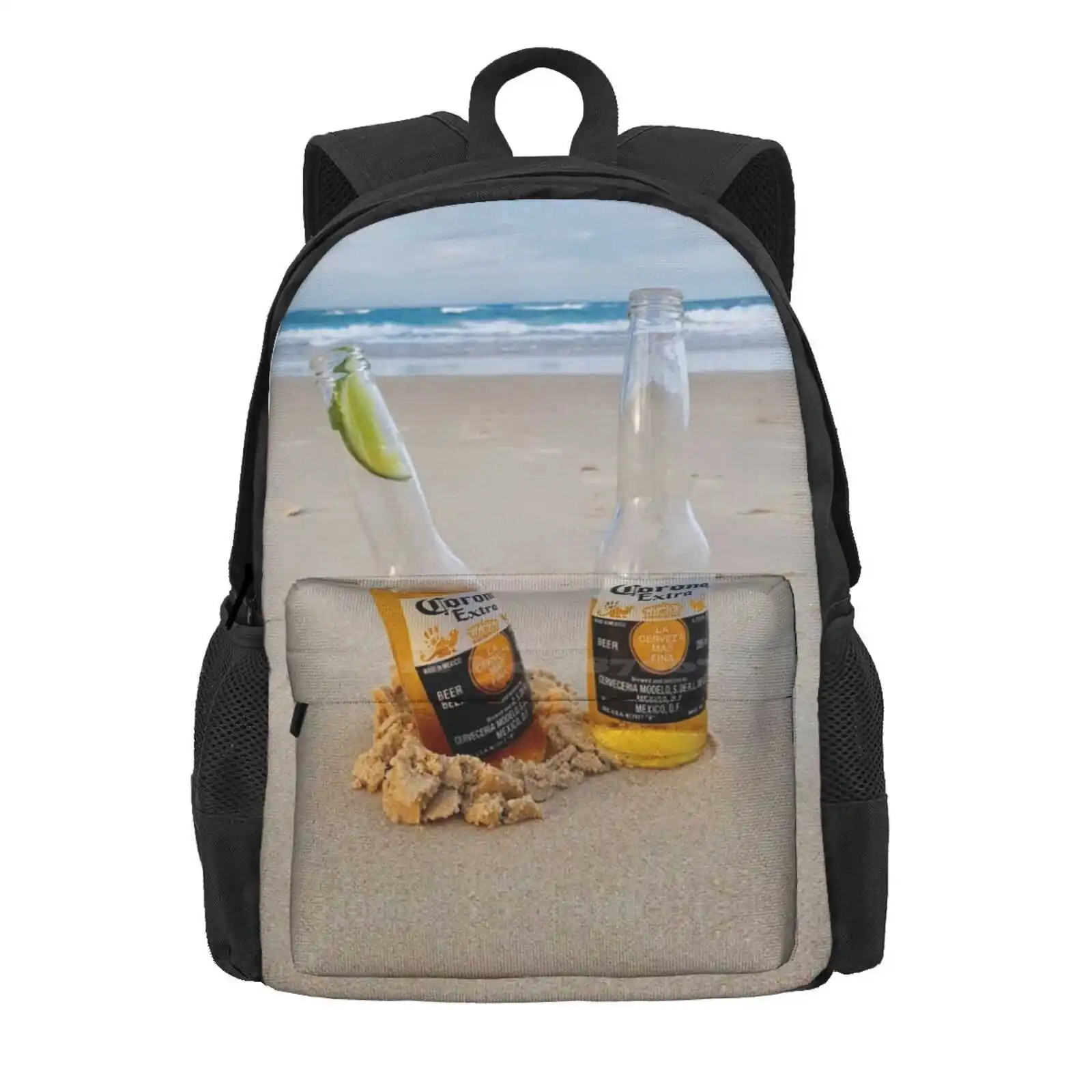 Beer O'Clock Hot Sale Schoolbag Backpack Fashion Bags Beer Drinks Sand Beach Surf Summer