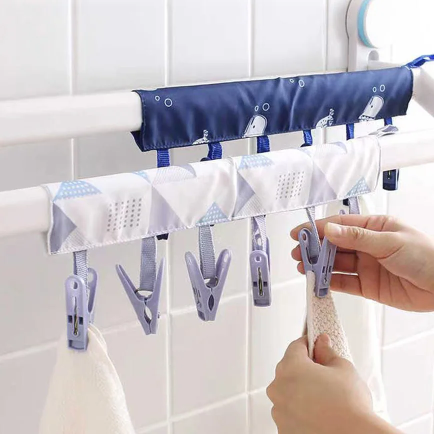 Travel fabric hanger Folding multifunctional go out portable clothespin underwear clip Velcro home hanger