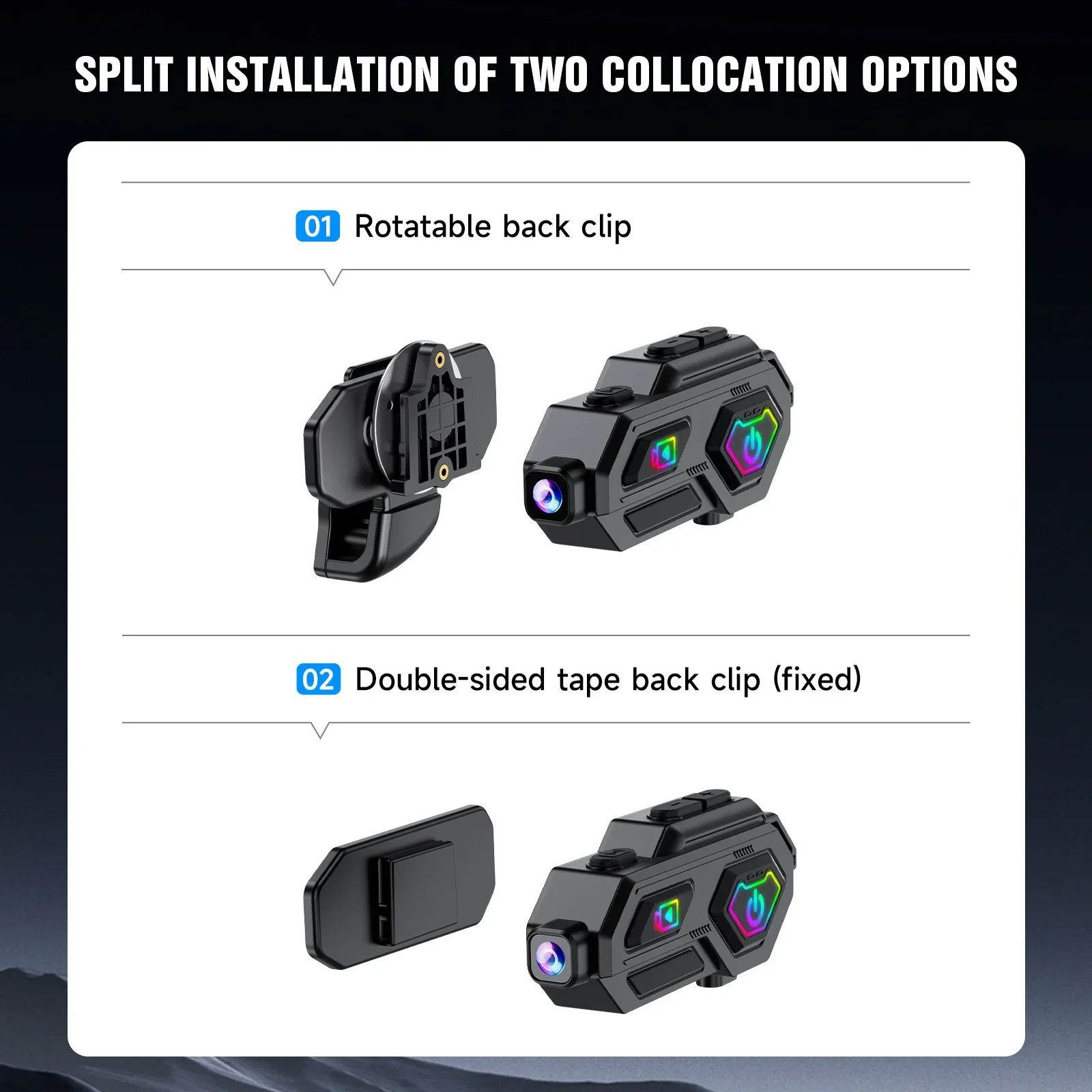 Motorcycle Cycling Helmet Bluetooth Headphones Moto App Video Camera Recording & FM Radio TF Card Recorder Intercom Call Headset
