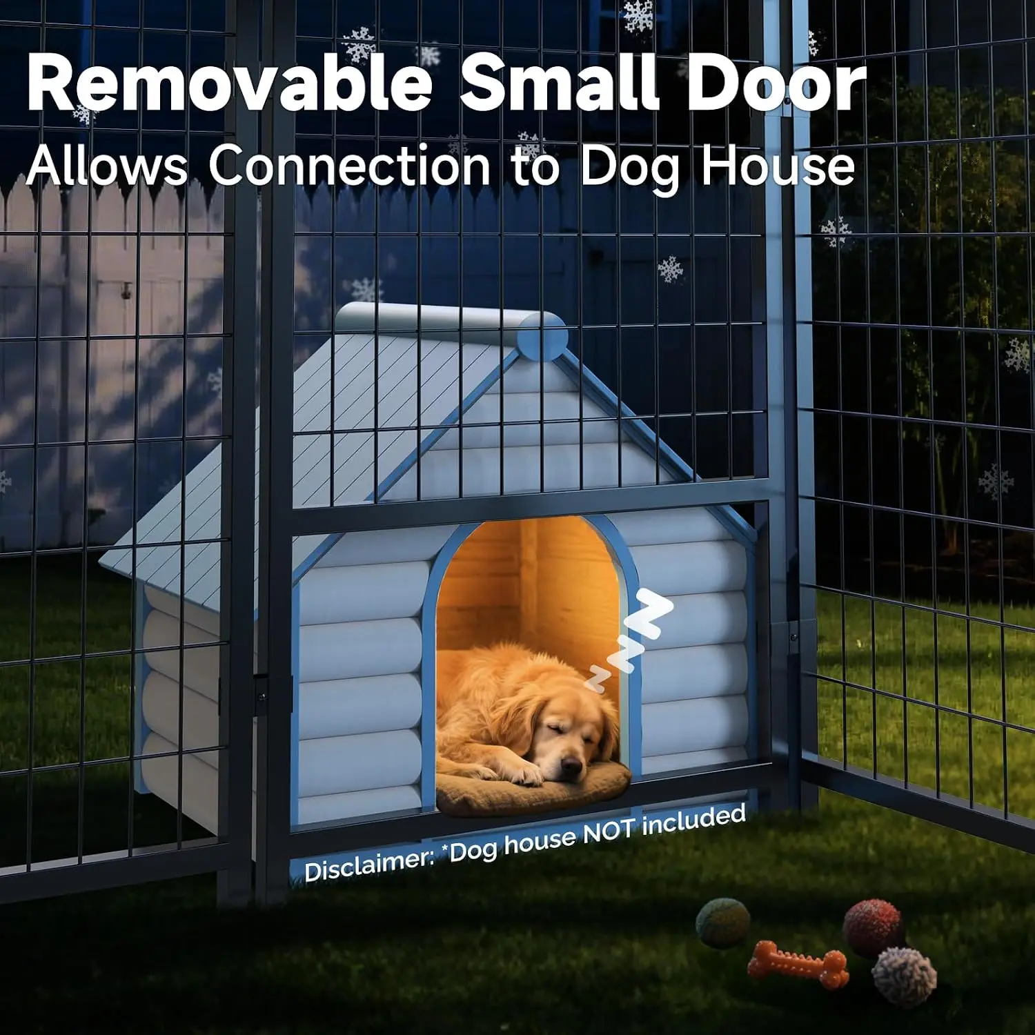 Weatherproof Outdoor Dog Kennel with Roof & Removable Door, Small Medium Dog Enclosure Run, 4'L x 4'W x 4.6'H, Customized