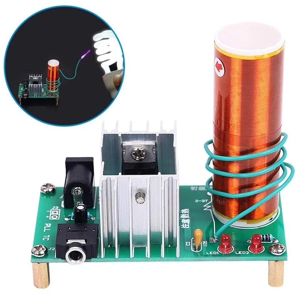 DIY Mini Tesla Coil DIY Electronic Kit DC 15-24V 15W Tesla Music Coil Plasma Speaker Fun Kits Arc Plasma Magical Scientific Toy