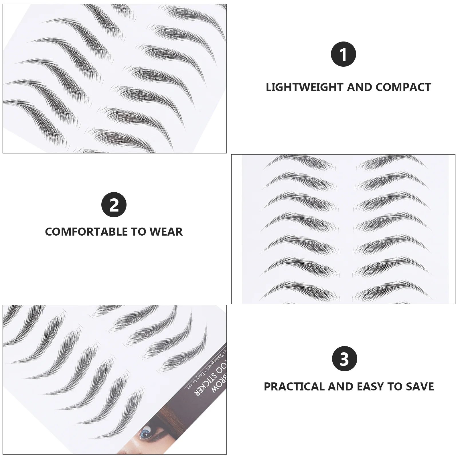 12 個防水眉毛ステッカー毛のような偽眉毛簡単に適用長期持続薄毛眉毛メイクアップツール人工