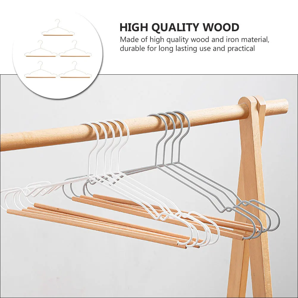 

5pcs Wooden Clothes Hanger Home Supplies Non-Slip Clothing Rack Home Closet Organizer Simple Costume Hanger