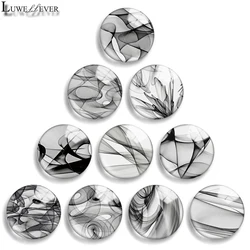 10mm 12mm 20mm 25mm 30mm 40mm 784 Black White Mix Round Glass Cabochon Jewelry Finding 18mm Snap Button Charm Bracelet