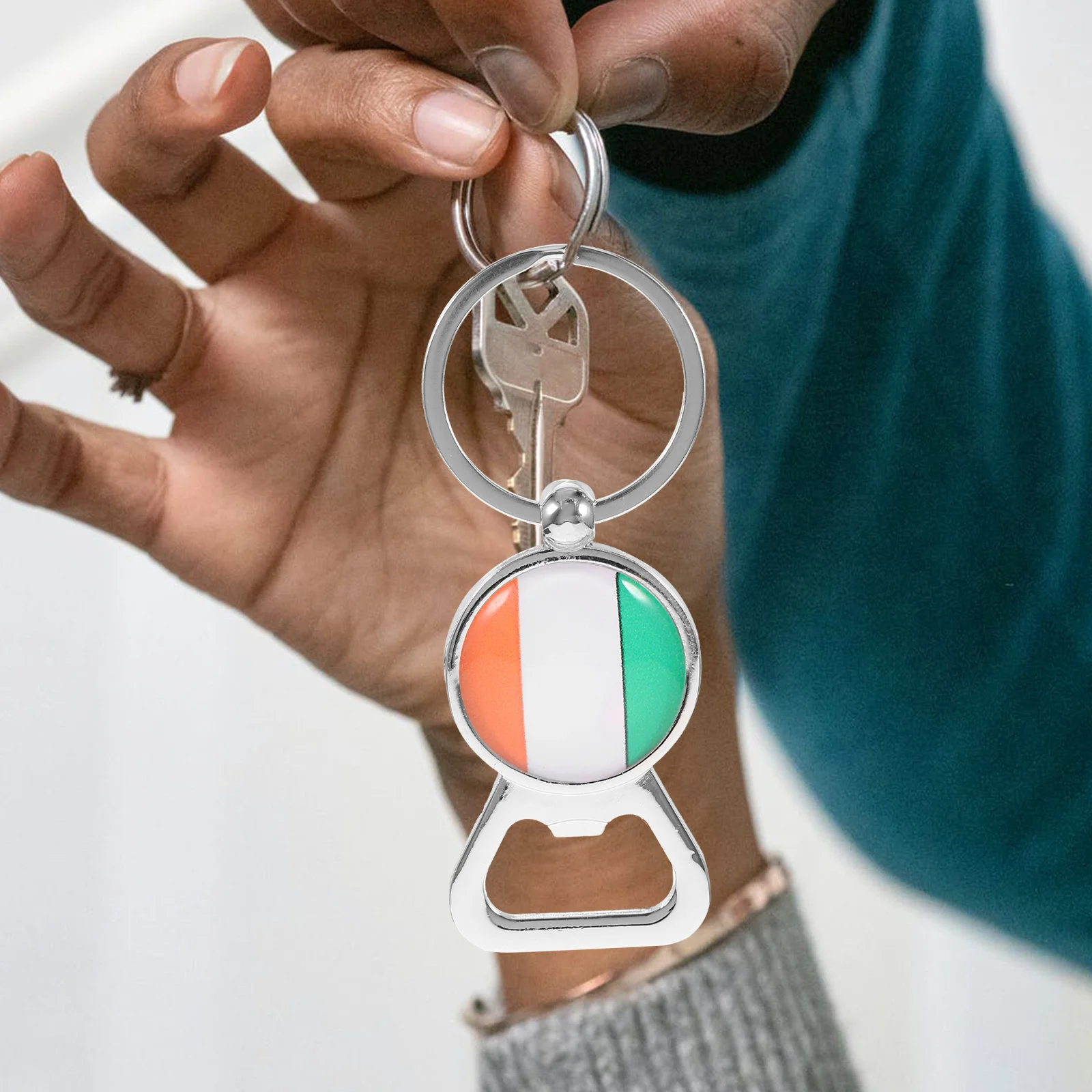 

2 Pcs Ireland Flag Keychains Bottle Opener Decoration Metal Multifunctional Ring