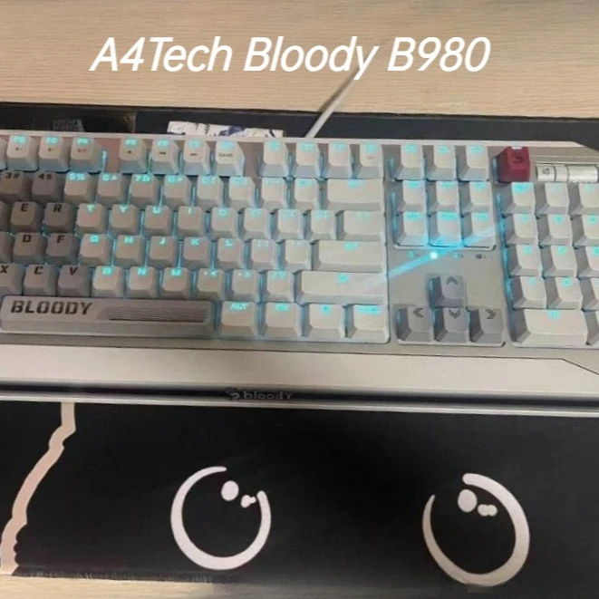 A4Tech Bloody B980 Wired Mechanical Keyboard Ergonomic Generation 3 Tea Optical Axis Noise Reduction Mechanical Gaming Keyboard
