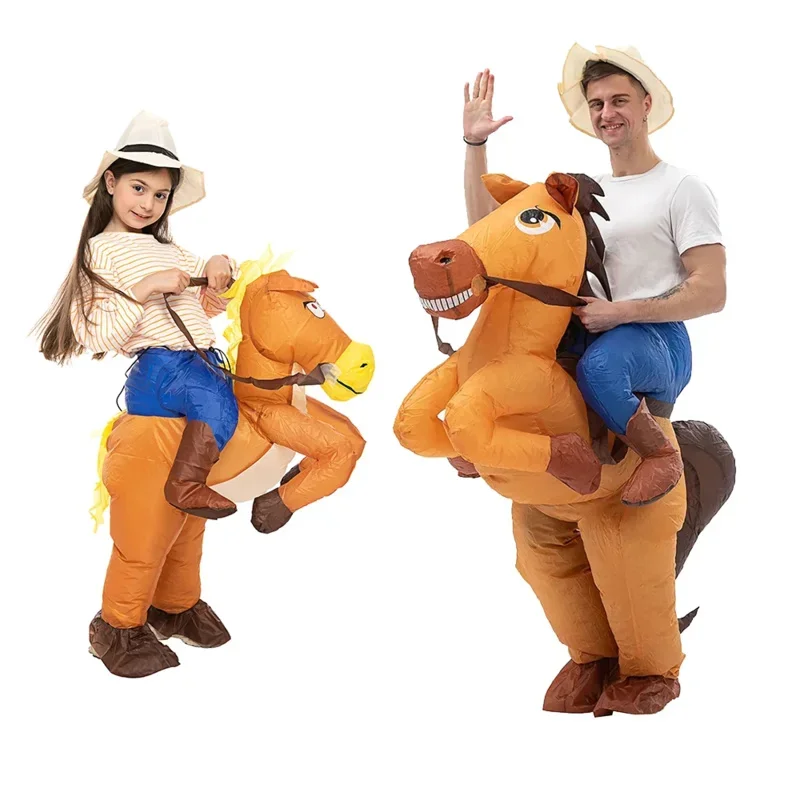 Adult Kids Inflatable Riding Horse Costume Funny Dress inflable Costumes Halloween/Christmas Holiday Cosplay Garment Party