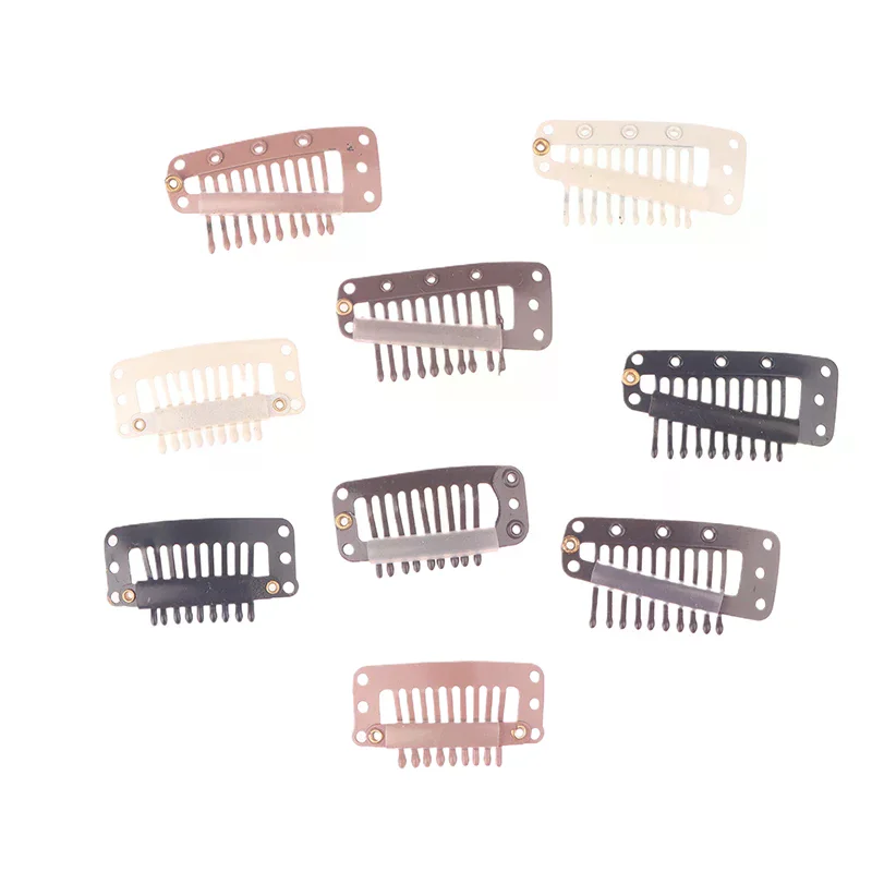 10pcs 9/10 Teeth Snap Wigs Clips Portable Metal Snap Hair Clips For Hair Extensions Accessories Tool10 Pcs Hair Extension Clips