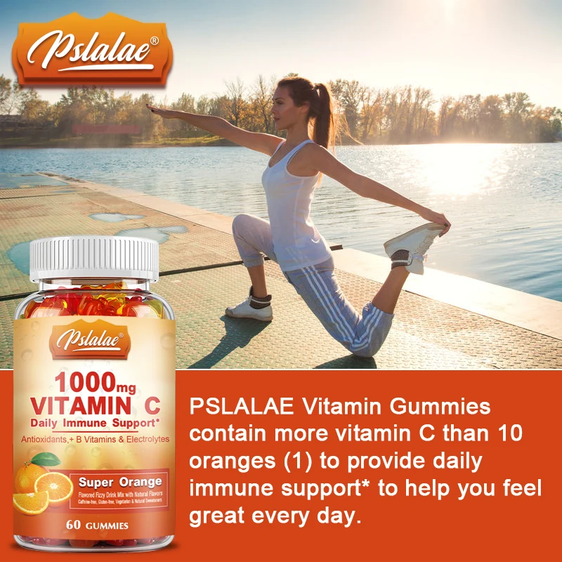 Organic Vitamin C 1000 Mg Gummies - Multivitamin with Electrolytes for Immune Support for Skin Orange Flavor - Non-GMO