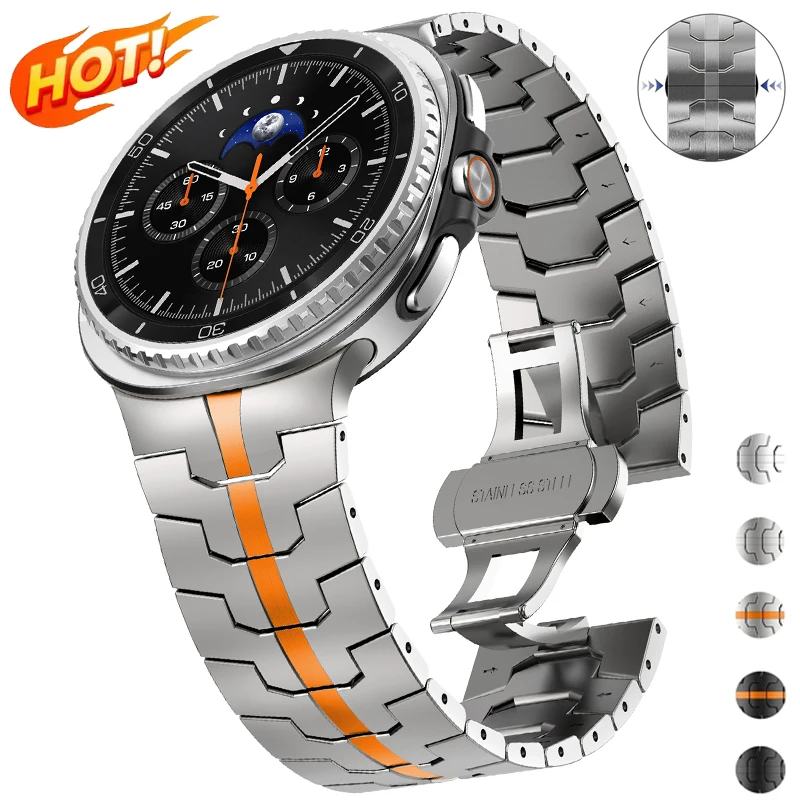 

Stainless Steel Strap for Samsung Galaxy Watch 8 40mm 44mm 46mm Titanium Metal Bracelet Band for Galaxy Watch 8 Classic Correa