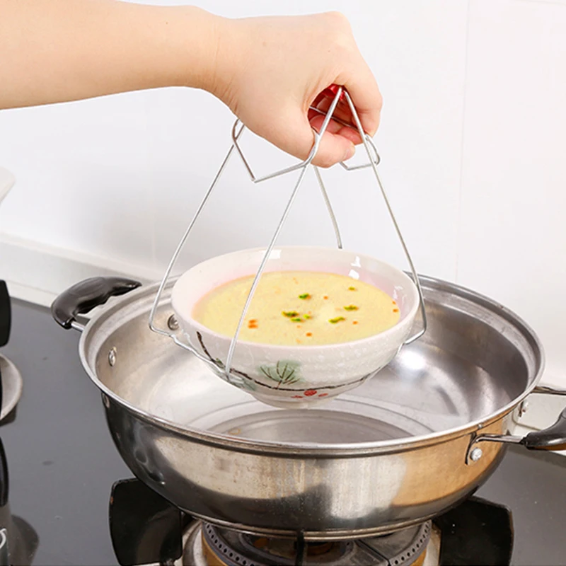 Foldable Stainless Steel Hot Dish Plate Pot Clips Bowl Dish Holder Steamer Heat Insulation Antiskid Tongs Kitchen Supplies Cheap