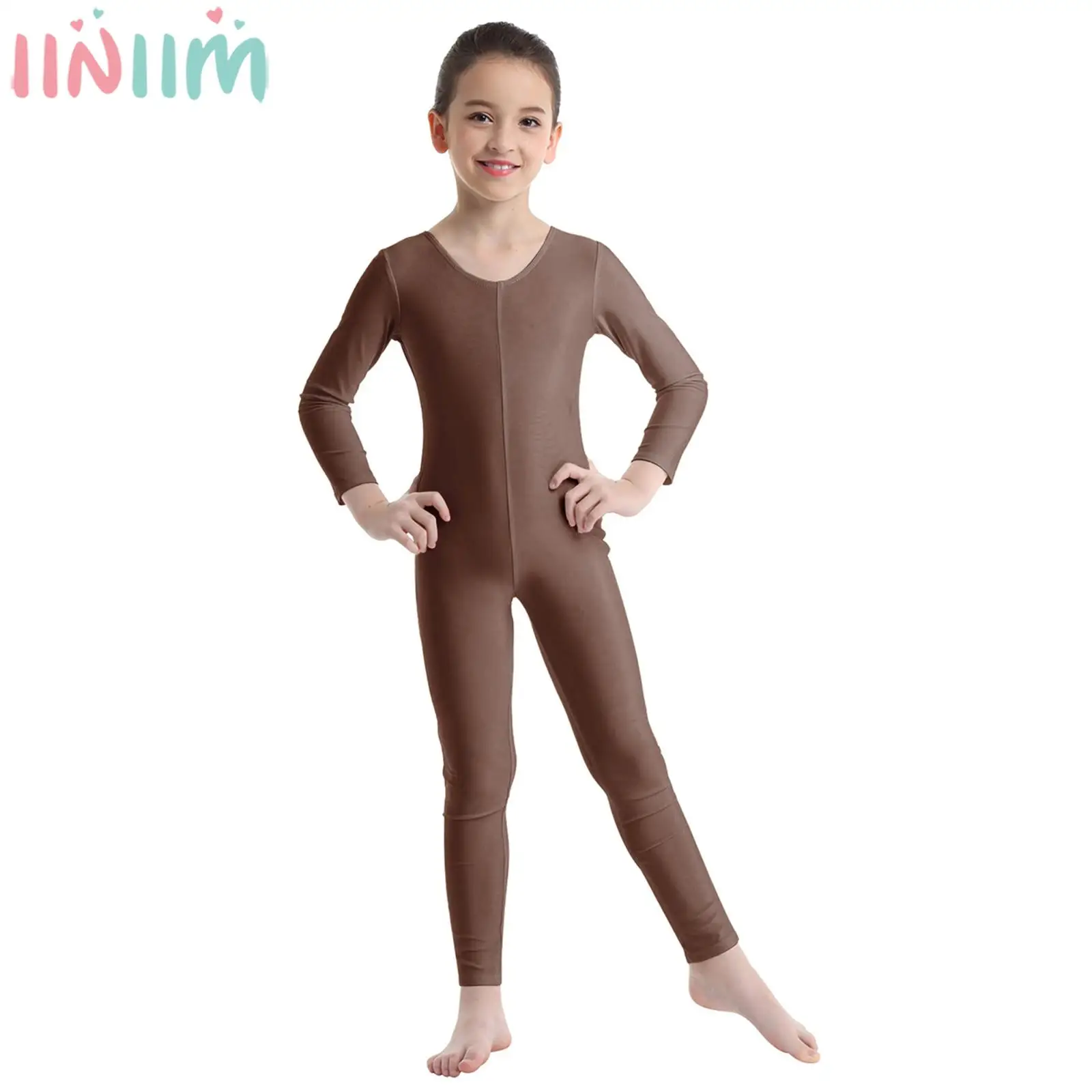 

3-14Y Girls Ballet Dance Gymnastics Leotard Long Sleeve Bodysuit for Skating Acrobatics Yoga Dancing Class Training Performance