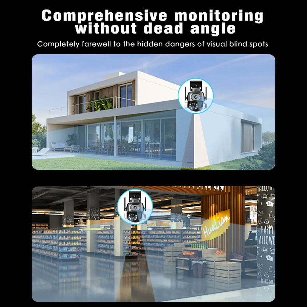 كاميرا مراقبة للرؤية الليلية في الهواء الطلق ، حماية أمن الدوائر التلفزيونية المغلقة ، كاميرا IP ، شاشة مزدوجة ، كشف الإنسان ، PTZ ، WiFi ، 8MP