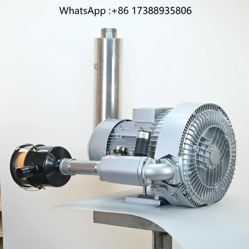 7.5hp Regenerative Side Channel Blower High Airflow High Pressure Double Stage air Ring Blower with air Filter