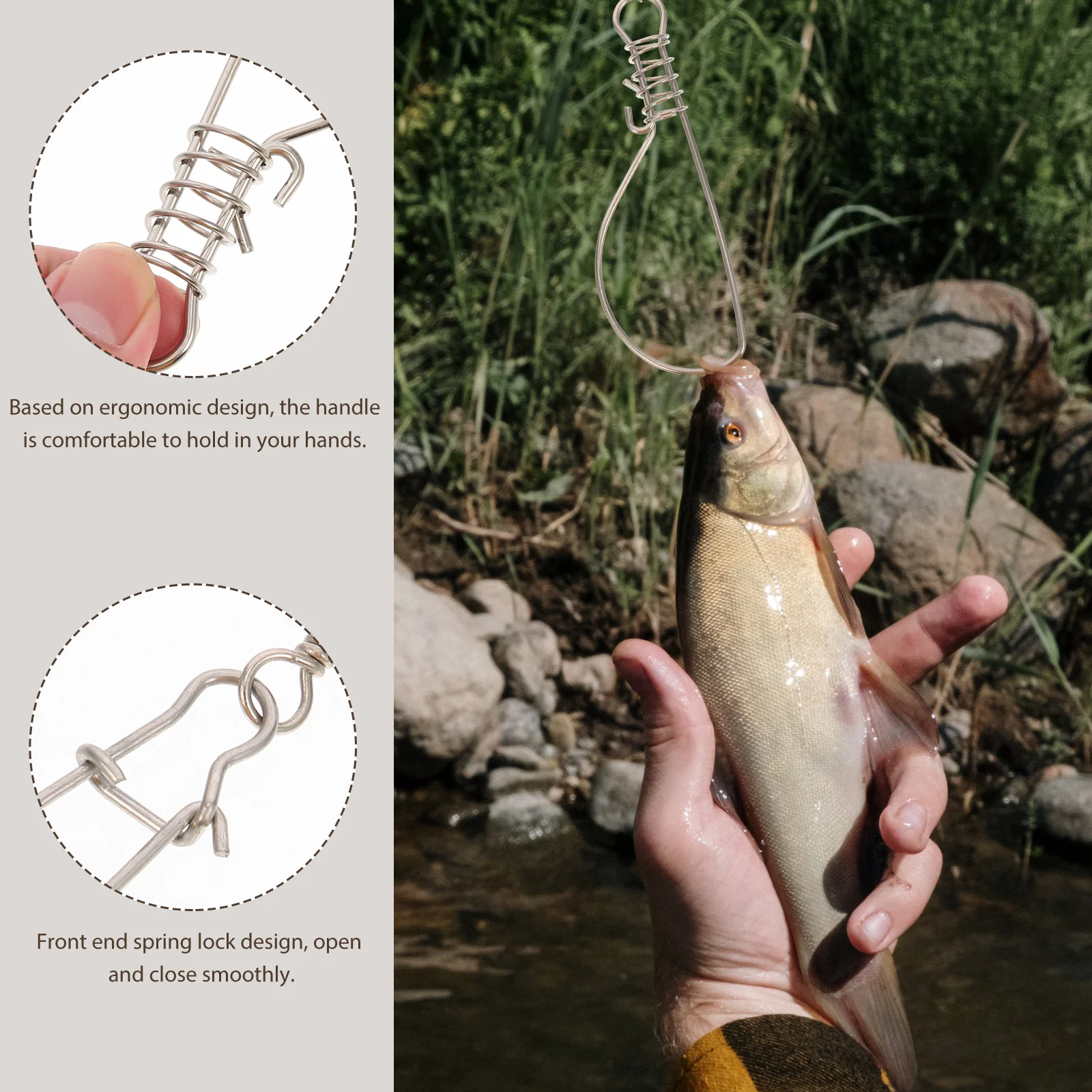 

10Pcs Durable Metal Fish Stringer Portable Fish Lock Device Easy Use Alive Fish Clip for Fishing Enthusiasts