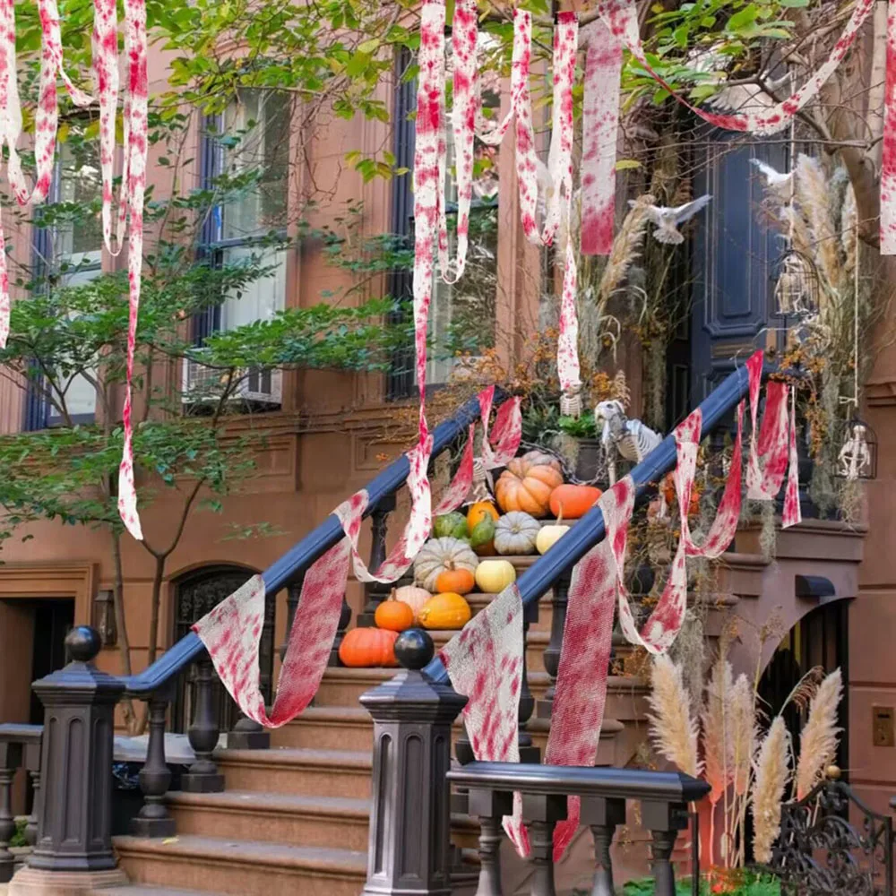 10 متر ضمادة الدم الاصطناعي القماش هالوين مخيف الديكور الإرهاب موضوع حفلة تأثيري الدعائم حديقة المنزل لوازم ديكور ذاتي الصنع