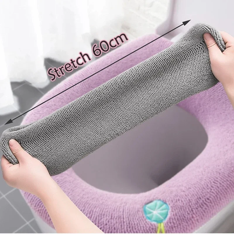 2PCS Winter Warm Toilet Seat Cover - Fluffy Universal Pad, Thick Bathroom Cushion for O/U-Shaped Toilet, Easy Install & Washable