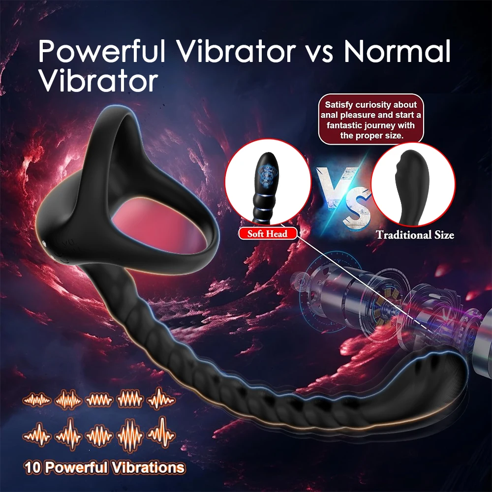 Prostate Massager Cock Ring Vibrators for Men Adult Sex Toy for Men Vibrating Cock Ring Stimulator Remote Control Anal Butt Plug