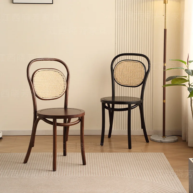 

Обеденное сиденье из цельного дерева из ротанга в стиле ретро, японская мебель со спинкой для ресторана, домашний стол для отдыха