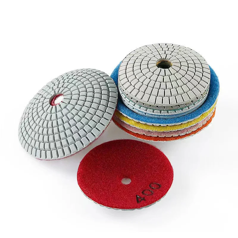 8Pcs 4 Inch 100mm Abrasive Flexible Convex Disc Diamond Arc Wet Polishing Pad For Marble Granite Stone Quartz Sink Grinding