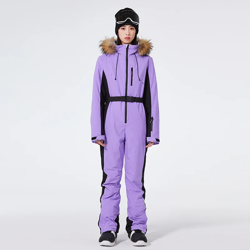 2024 One-piece Ski Suit for Women Thickening Snowboard Women Overalls Winter Windproof Waterproof Jumpsuit Clothing Skiing Suit