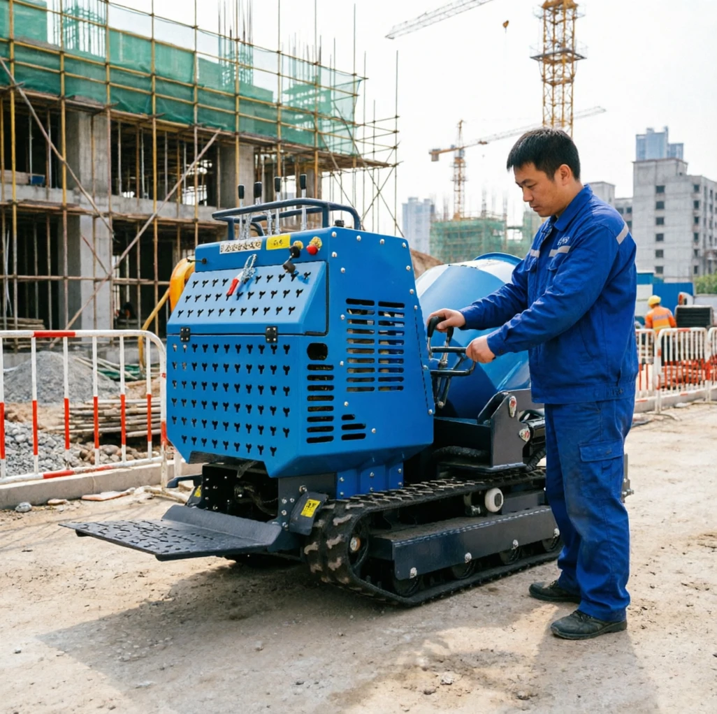 New Hydraulic Bucket Tracked Self-feeding Small Concrete Mixing Tank Self Propelled Crawler Villa Renovation Mix Machinery
