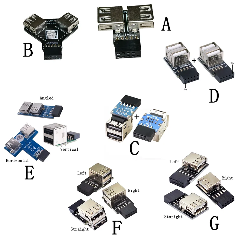 9pin to USB Adapter Connector PC Internal Motherboard 9pin to USB 2.0 Type A Female Converter for Dongle Wireless Mouse Receiver