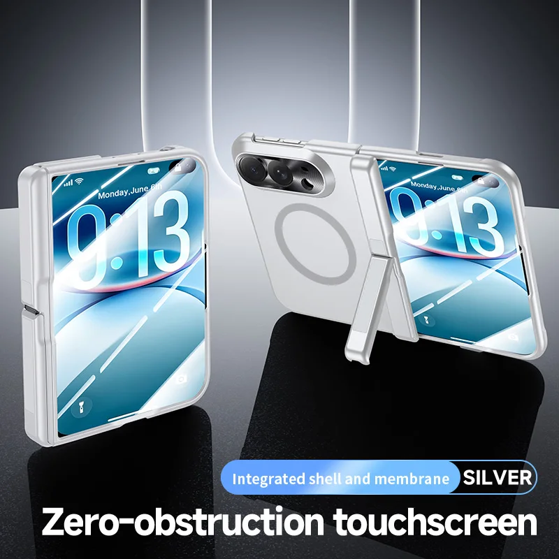 For iPhone Duo Magnetic Phone Case with Central Axis Stand Skin-Feel Matte Material Integrated Case and Film For iPhone Duo